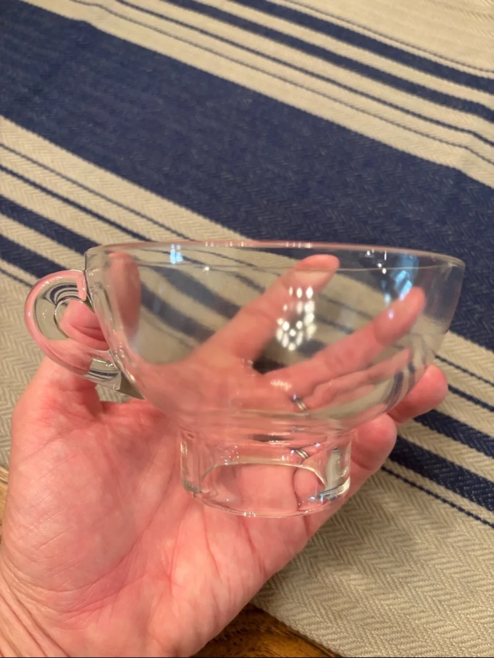 Vintage Heavy Clear Glass Canning Funnel w/ Handle Wide Mouth Preserving Tool